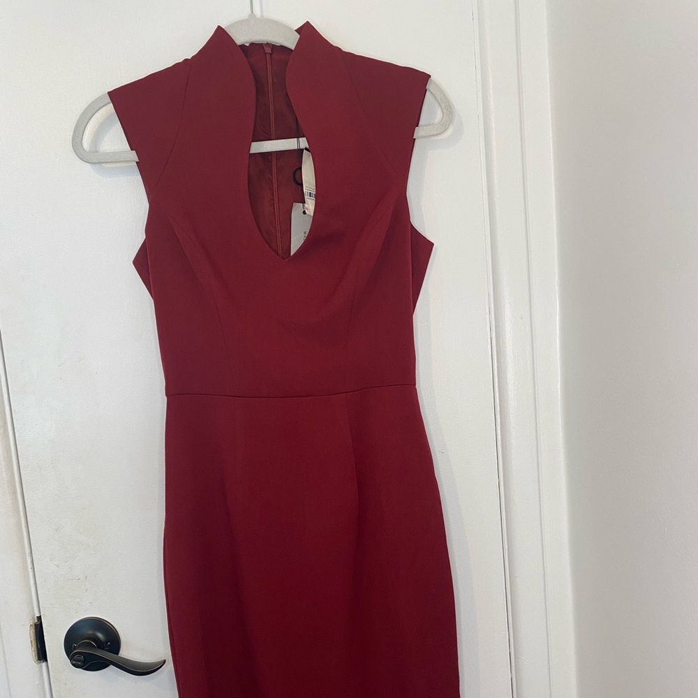 NWT Black Halo mulberry deep neck dress women size 0